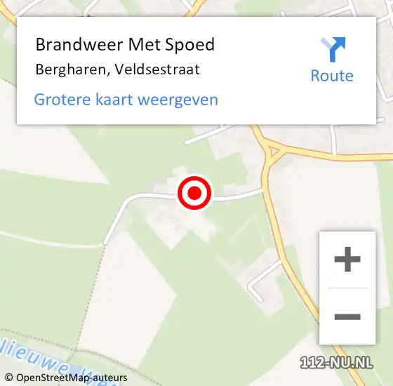 Locatie op kaart van de 112 melding: Brandweer Met Spoed Naar Bergharen, Veldsestraat op 22 oktober 2022 19:45
