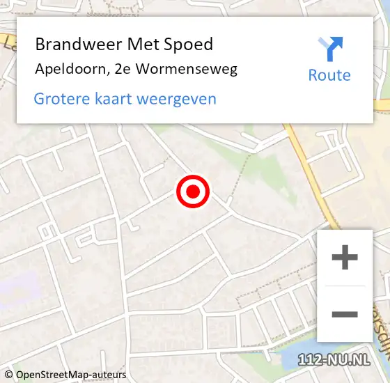 Locatie op kaart van de 112 melding: Brandweer Met Spoed Naar Apeldoorn, 2e Wormenseweg op 22 oktober 2022 19:57