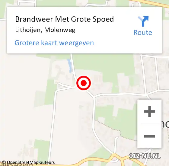 Locatie op kaart van de 112 melding: Brandweer Met Grote Spoed Naar Berghem, Molenweg op 22 oktober 2022 20:16