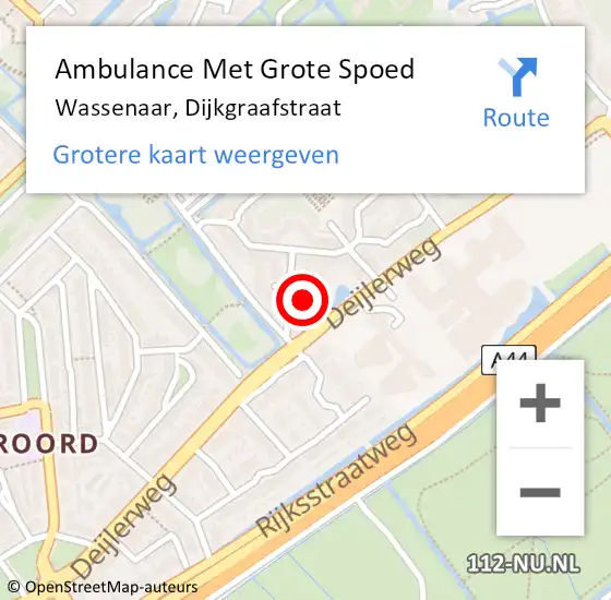 Locatie op kaart van de 112 melding: Ambulance Met Grote Spoed Naar Wassenaar, Dijkgraafstraat op 22 oktober 2022 20:52