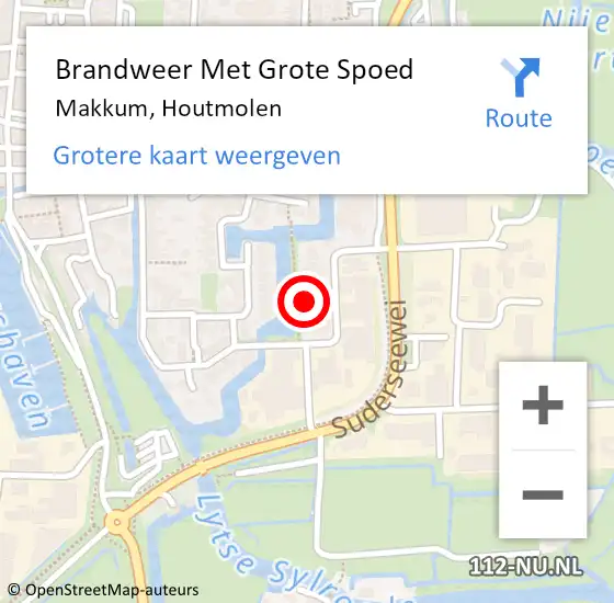 Locatie op kaart van de 112 melding: Brandweer Met Grote Spoed Naar Makkum, Houtmolen op 22 oktober 2022 20:54