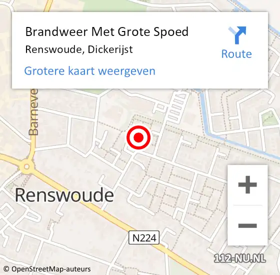 Locatie op kaart van de 112 melding: Brandweer Met Grote Spoed Naar Renswoude, Dickerijst op 22 oktober 2022 21:29