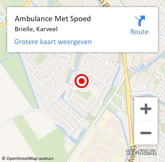 Locatie op kaart van de 112 melding: Ambulance Met Spoed Naar Brielle, Karveel op 22 oktober 2022 21:34