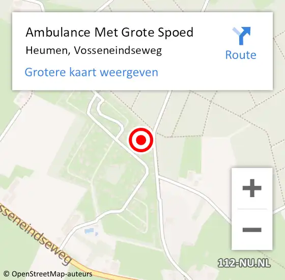 Locatie op kaart van de 112 melding: Ambulance Met Grote Spoed Naar Heumen, Vosseneindseweg op 22 oktober 2022 21:37