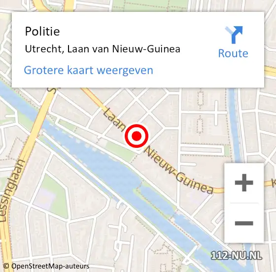 Locatie op kaart van de 112 melding: Politie Utrecht, Laan van Nieuw-Guinea op 22 oktober 2022 21:38