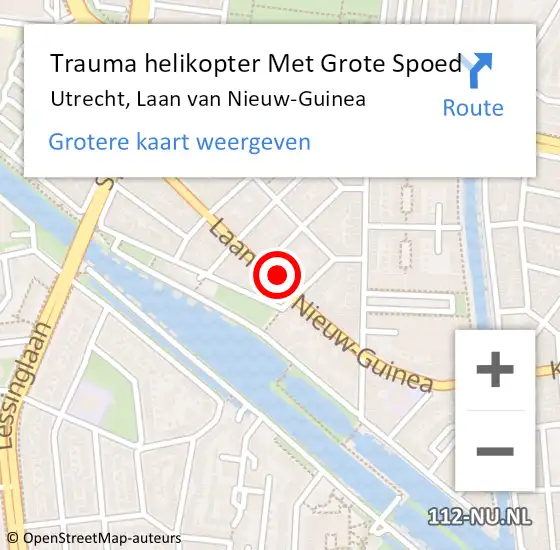 Locatie op kaart van de 112 melding: Trauma helikopter Met Grote Spoed Naar Utrecht, Laan van Nieuw-Guinea op 22 oktober 2022 21:39