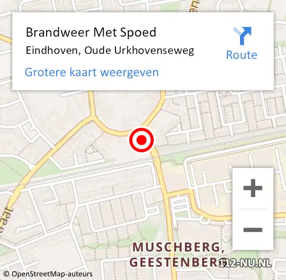 Locatie op kaart van de 112 melding: Brandweer Met Spoed Naar Eindhoven, Oude Urkhovenseweg op 22 oktober 2022 21:47