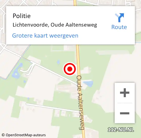 Locatie op kaart van de 112 melding: Politie Lichtenvoorde, Oude Aaltenseweg op 22 oktober 2022 21:54