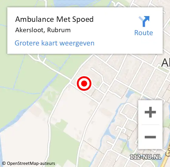 Locatie op kaart van de 112 melding: Ambulance Met Spoed Naar Akersloot, Rubrum op 22 oktober 2022 22:07