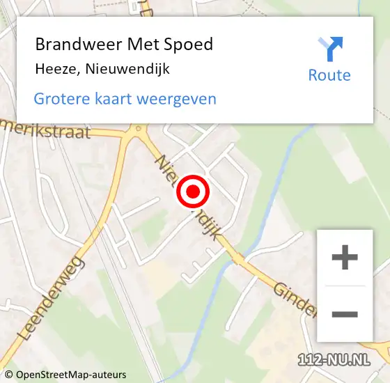 Locatie op kaart van de 112 melding: Brandweer Met Spoed Naar Heeze, Nieuwendijk op 22 oktober 2022 22:59