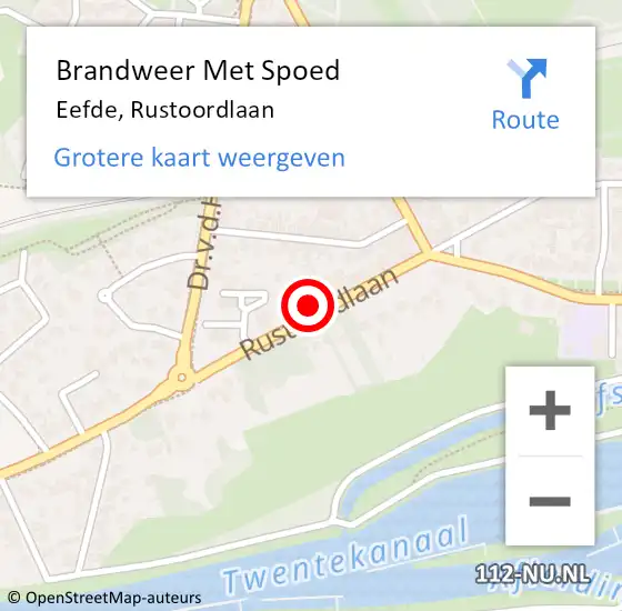 Locatie op kaart van de 112 melding: Brandweer Met Spoed Naar Eefde, Rustoordlaan op 23 oktober 2022 00:34