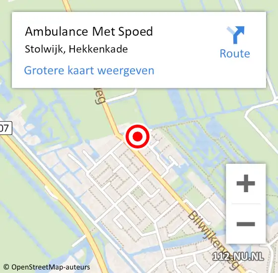 Locatie op kaart van de 112 melding: Ambulance Met Spoed Naar Stolwijk, Hekkenkade op 23 oktober 2022 00:48