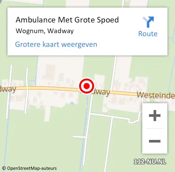 Locatie op kaart van de 112 melding: Ambulance Met Grote Spoed Naar Wognum, Wadway op 23 oktober 2022 01:05