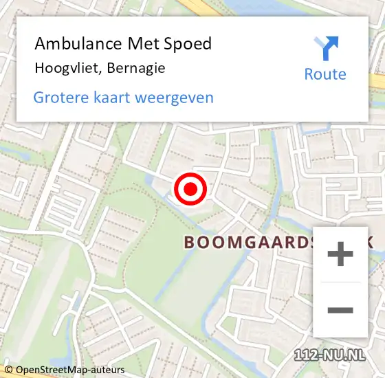 Locatie op kaart van de 112 melding: Ambulance Met Spoed Naar Hoogvliet, Bernagie op 23 oktober 2022 01:15