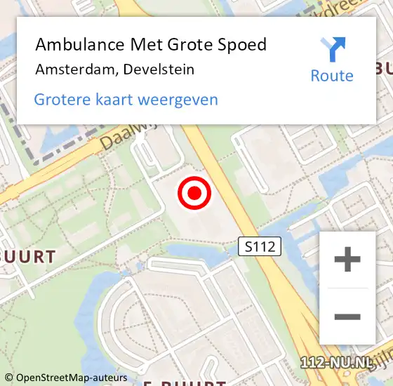 Locatie op kaart van de 112 melding: Ambulance Met Grote Spoed Naar Amsterdam-Zuidoost, Develstein op 23 oktober 2022 01:36