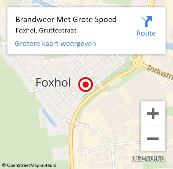 Locatie op kaart van de 112 melding: Brandweer Met Grote Spoed Naar Foxhol, Gruttostraat op 23 oktober 2022 01:47