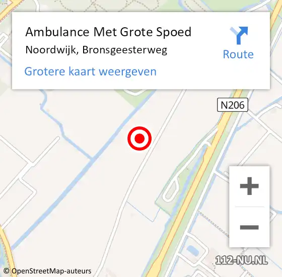 Locatie op kaart van de 112 melding: Ambulance Met Grote Spoed Naar Noordwijk, Bronsgeesterweg op 23 oktober 2022 02:02