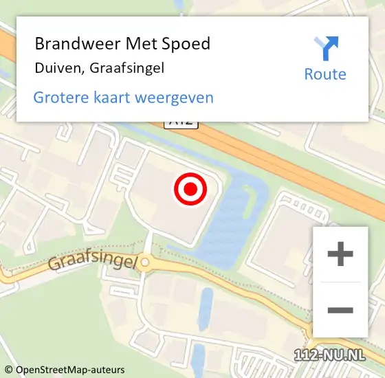 Locatie op kaart van de 112 melding: Brandweer Met Spoed Naar Duiven, Graafsingel op 23 oktober 2022 02:03