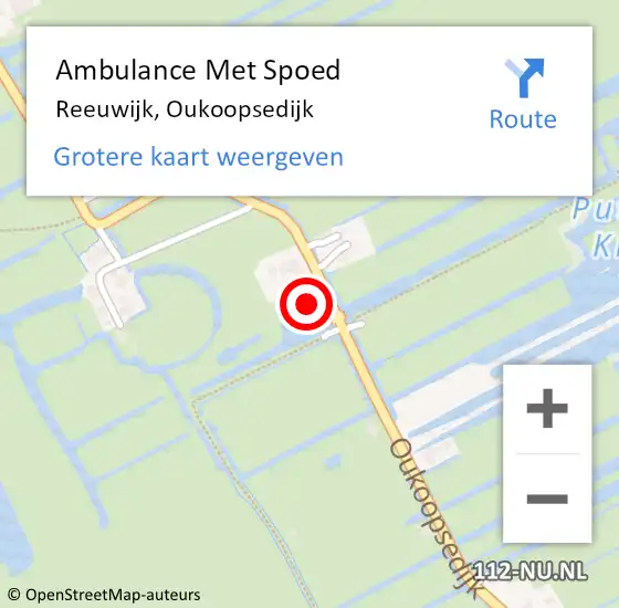 Locatie op kaart van de 112 melding: Ambulance Met Spoed Naar Reeuwijk, Oukoopsedijk op 23 oktober 2022 02:12