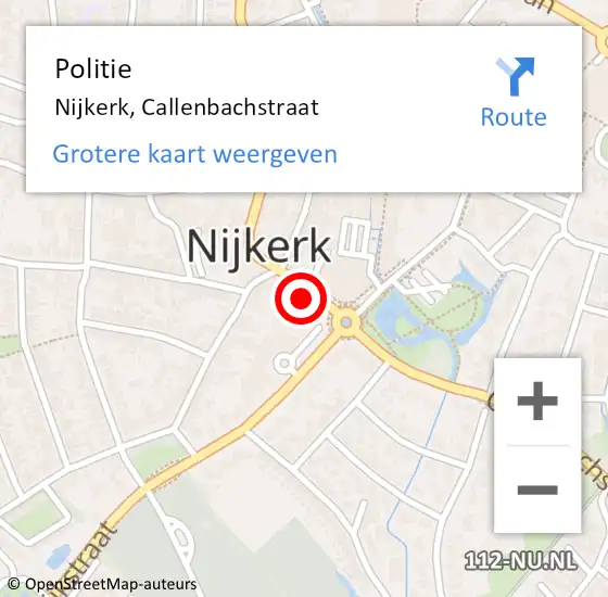 Locatie op kaart van de 112 melding: Politie Nijkerk, Callenbachstraat op 23 oktober 2022 02:13