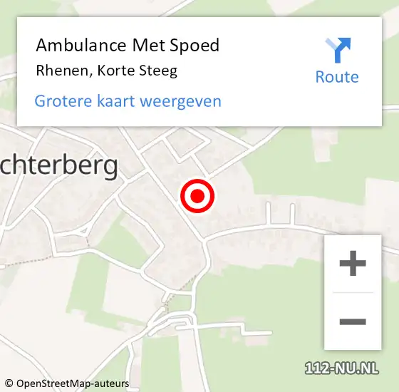 Locatie op kaart van de 112 melding: Ambulance Met Spoed Naar Rhenen, Korte Steeg op 23 oktober 2022 02:21