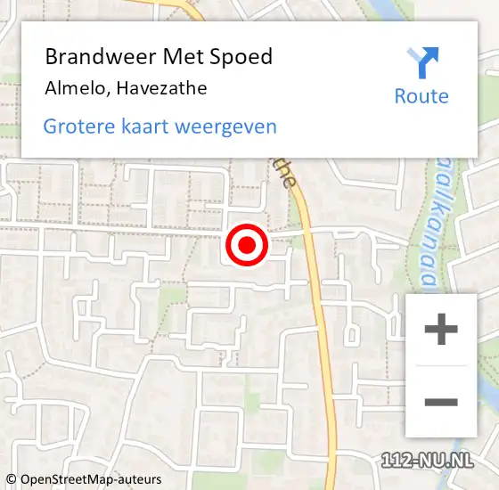 Locatie op kaart van de 112 melding: Brandweer Met Spoed Naar Almelo, Havezathe op 23 oktober 2022 02:24