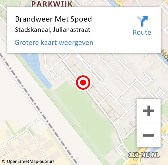 Locatie op kaart van de 112 melding: Brandweer Met Spoed Naar Stadskanaal, Julianastraat op 23 oktober 2022 02:38