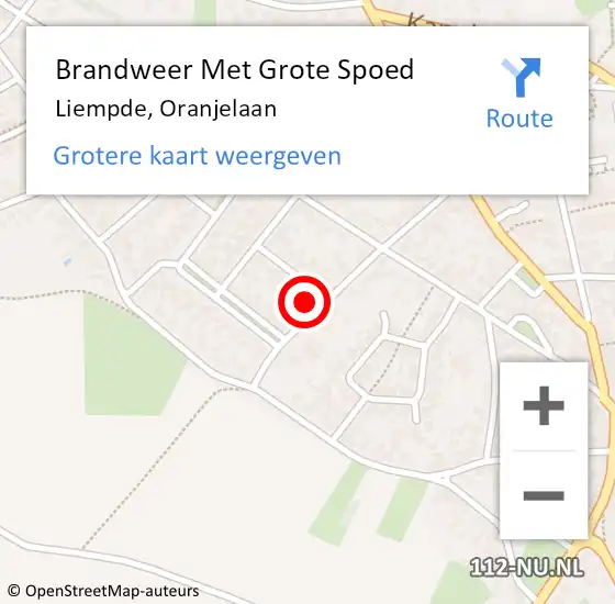Locatie op kaart van de 112 melding: Brandweer Met Grote Spoed Naar Liempde, Oranjelaan op 23 oktober 2022 02:49