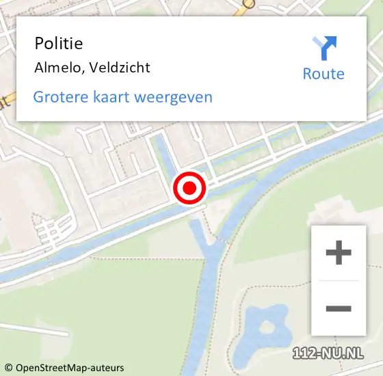 Locatie op kaart van de 112 melding: Politie Almelo, Veldzicht op 23 oktober 2022 04:31