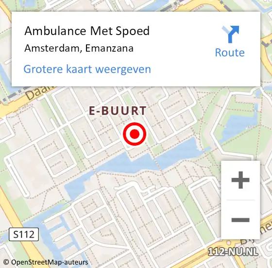 Locatie op kaart van de 112 melding: Ambulance Met Spoed Naar Amsterdam-Zuidoost, Emanzana op 23 oktober 2022 05:01