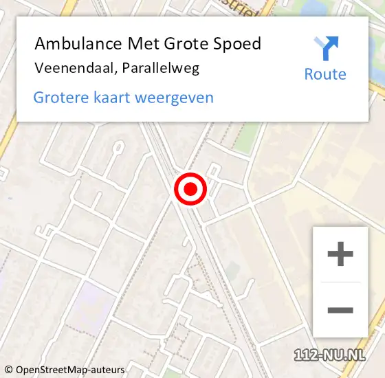 Locatie op kaart van de 112 melding: Ambulance Met Grote Spoed Naar Veenendaal, Parallelweg op 23 oktober 2022 05:06
