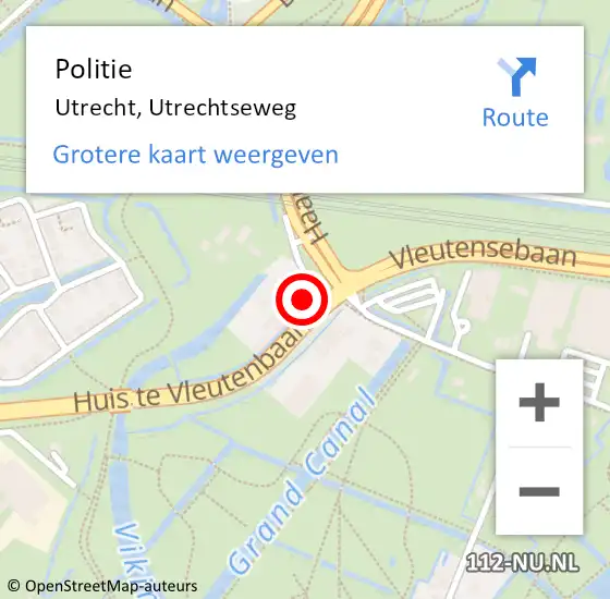 Locatie op kaart van de 112 melding: Politie Utrecht, Utrechtseweg op 23 oktober 2022 05:31