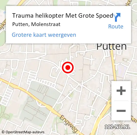 Locatie op kaart van de 112 melding: Trauma helikopter Met Grote Spoed Naar Putten, Molenstraat op 23 oktober 2022 08:06