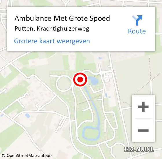 Locatie op kaart van de 112 melding: Ambulance Met Grote Spoed Naar Putten, Krachtighuizerweg op 23 oktober 2022 08:24