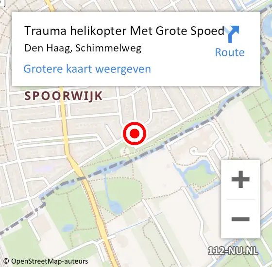 Locatie op kaart van de 112 melding: Trauma helikopter Met Grote Spoed Naar Den Haag, Schimmelweg op 23 oktober 2022 08:35