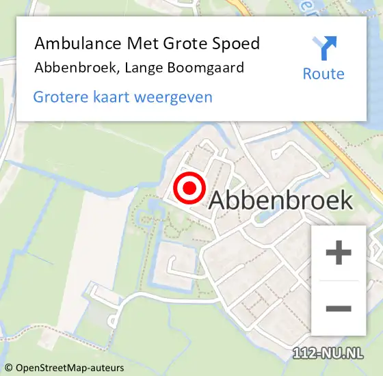 Locatie op kaart van de 112 melding: Ambulance Met Grote Spoed Naar Abbenbroek, Lange Boomgaard op 23 oktober 2022 08:43