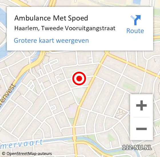 Locatie op kaart van de 112 melding: Ambulance Met Spoed Naar Haarlem, Tweede Vooruitgangstraat op 23 oktober 2022 08:44