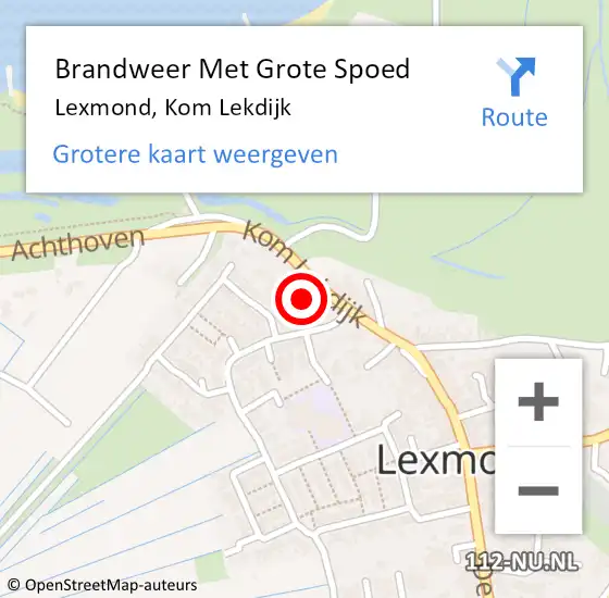 Locatie op kaart van de 112 melding: Brandweer Met Grote Spoed Naar Lexmond, Kom Lekdijk op 23 oktober 2022 09:25