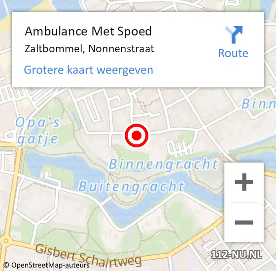 Locatie op kaart van de 112 melding: Ambulance Met Spoed Naar Zaltbommel, Nonnenstraat op 23 oktober 2022 09:29