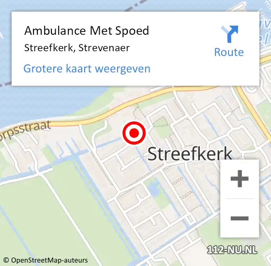 Locatie op kaart van de 112 melding: Ambulance Met Spoed Naar Streefkerk, Strevenaer op 23 oktober 2022 09:31
