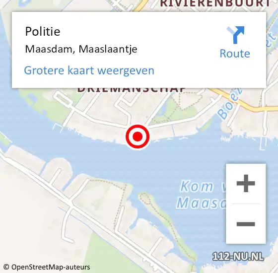 Locatie op kaart van de 112 melding: Politie Maasdam, Maaslaantje op 23 oktober 2022 09:37