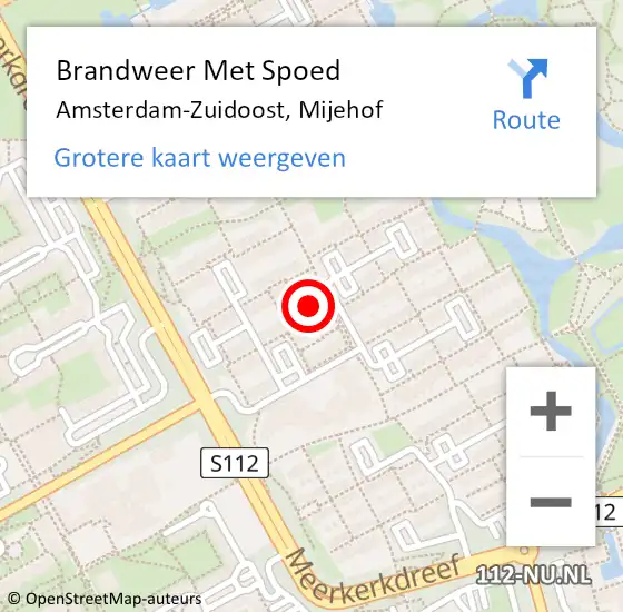 Locatie op kaart van de 112 melding: Brandweer Met Spoed Naar Amsterdam-Zuidoost, Mijehof op 23 oktober 2022 10:22