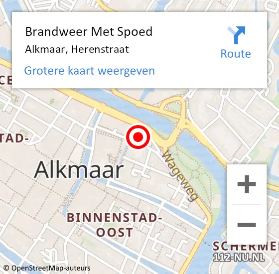 Locatie op kaart van de 112 melding: Brandweer Met Spoed Naar Alkmaar, Herenstraat op 23 oktober 2022 10:53