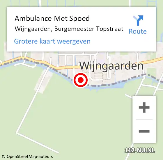 Locatie op kaart van de 112 melding: Ambulance Met Spoed Naar Wijngaarden, Burgemeester Topstraat op 23 oktober 2022 11:10