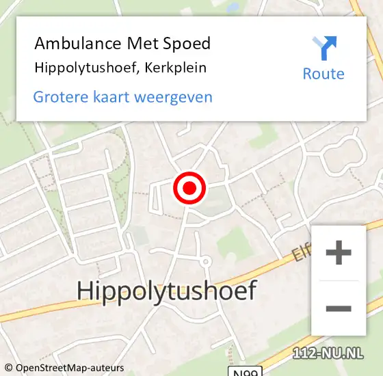 Locatie op kaart van de 112 melding: Ambulance Met Spoed Naar Hippolytushoef, Kerkplein op 23 oktober 2022 11:17