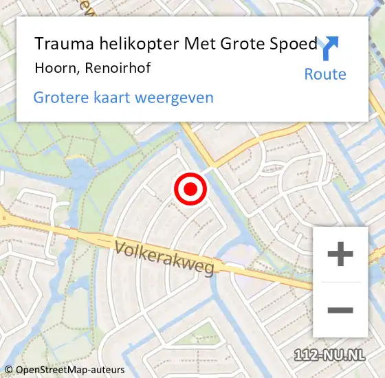 Locatie op kaart van de 112 melding: Trauma helikopter Met Grote Spoed Naar Hoorn, Renoirhof op 23 oktober 2022 11:24