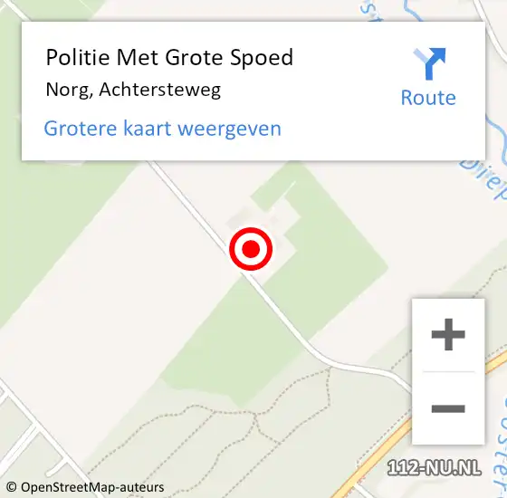 Locatie op kaart van de 112 melding: Politie Met Grote Spoed Naar Norg, Achtersteweg op 23 oktober 2022 11:25