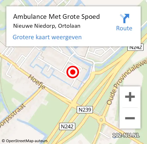 Locatie op kaart van de 112 melding: Ambulance Met Grote Spoed Naar Nieuwe Niedorp, Ortolaan op 23 oktober 2022 11:48