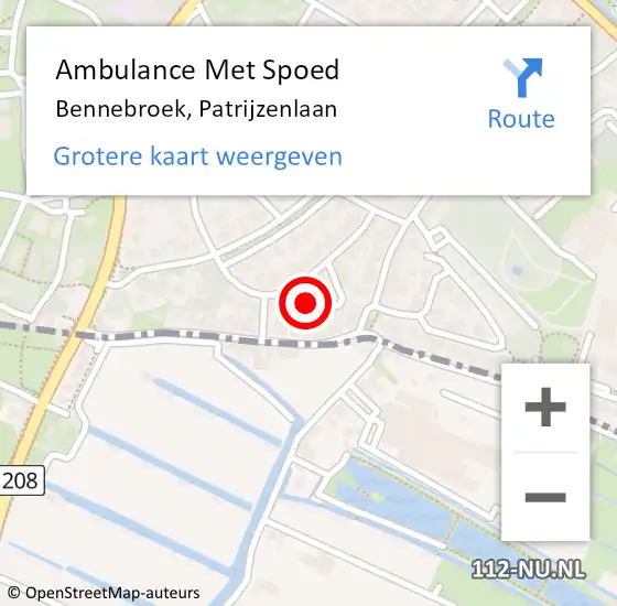 Locatie op kaart van de 112 melding: Ambulance Met Spoed Naar Bennebroek, Patrijzenlaan op 23 oktober 2022 11:50