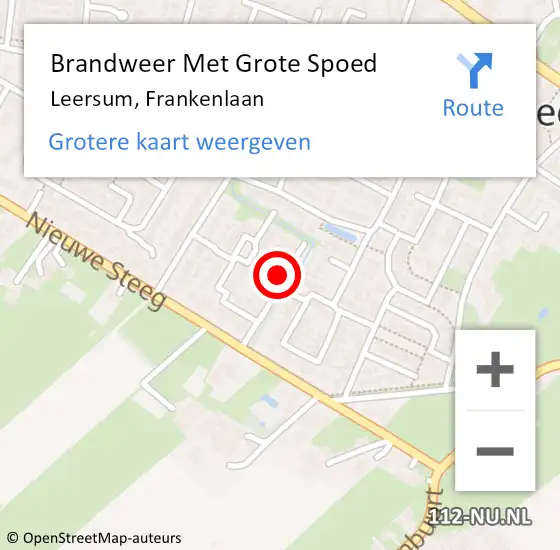 Locatie op kaart van de 112 melding: Brandweer Met Grote Spoed Naar Leersum, Frankenlaan op 23 oktober 2022 11:51